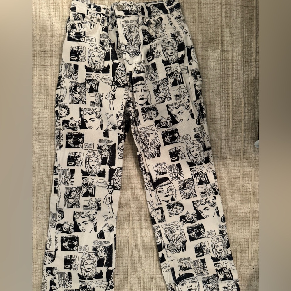 Reformation Newsprint High Rise Straight Long Jeans